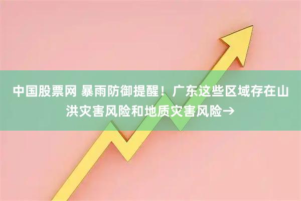 中国股票网 暴雨防御提醒！广东这些区域存在山洪灾害风险和地质灾害风险→